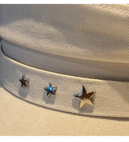 Star Accent Sailor Cap – Adjustable Cotton Hat