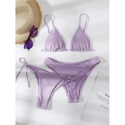 Women's 3-Piece Triangle Bikini Set – Tie Side Swimwear