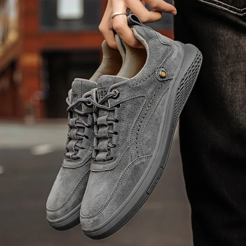 Men’s Genuine Leather Casual Shoes – Breathable Lace-Up