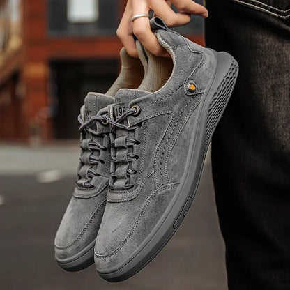 Men’s Genuine Leather Casual Shoes – Breathable Lace-Up