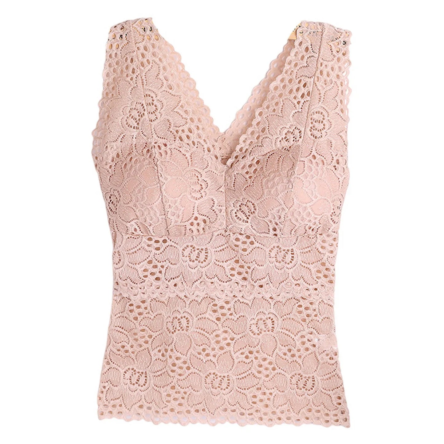 Women’s Lace V-Neck Tank Top – Soft Stretch Bralette Style