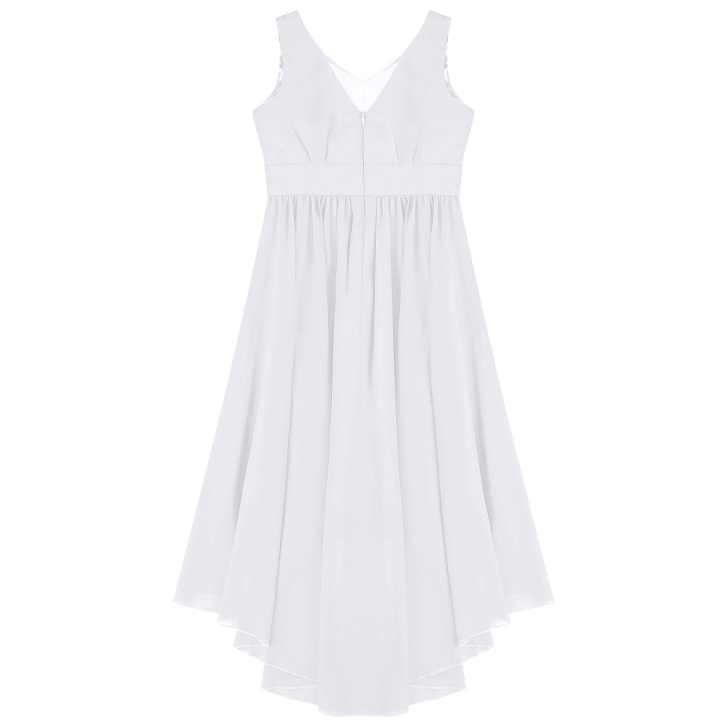 Girls’ Beaded Hi-Low Chiffon Dress – Flower Girl & Party