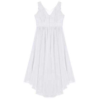 Girls’ Beaded Hi-Low Chiffon Dress – Flower Girl & Party