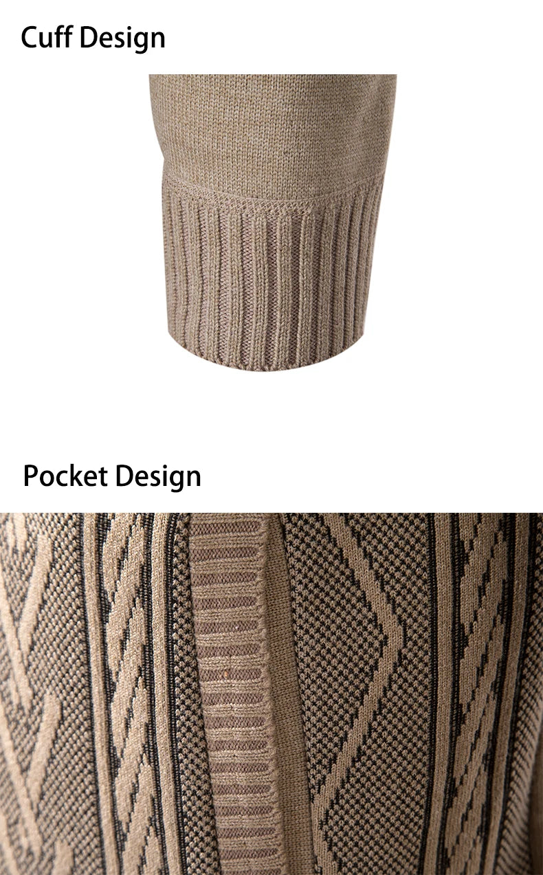 Men’s Cable Knit Zip-Up Sweater – Warm, Winter Casual, Soft Knit
