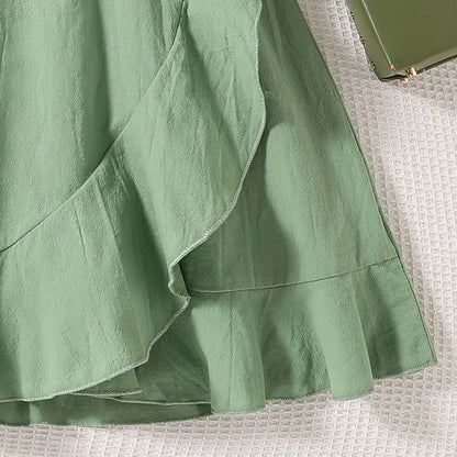 Girls’ Bow-Detail Summer Dress – Sleeveless, Asymmetrical Hem