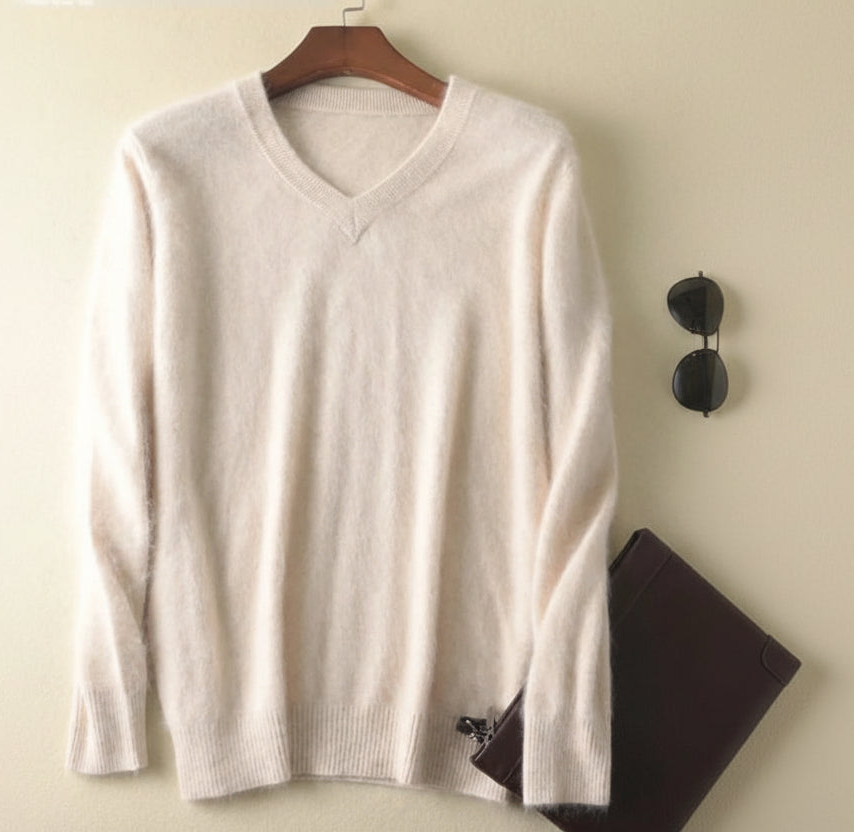 Men’s V-Neck Knit Pullover – Soft Touch, Smart Casual
