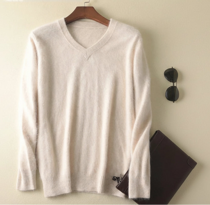 Men’s V-Neck Knit Pullover – Soft Touch, Smart Casual