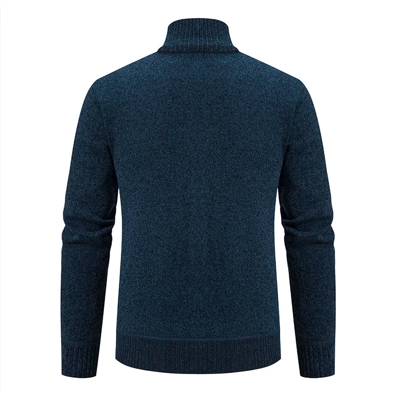 Men’s Stand-Collar Zip Knit Cardigan – Thick, Warm, Everyday Layer
