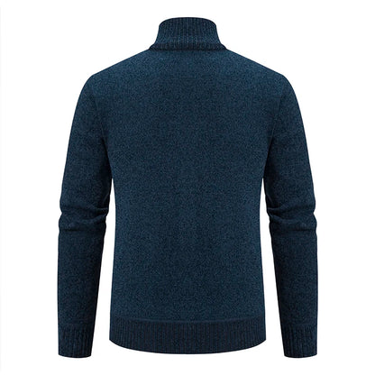 Men’s Stand-Collar Zip Knit Cardigan – Thick, Warm, Everyday Layer