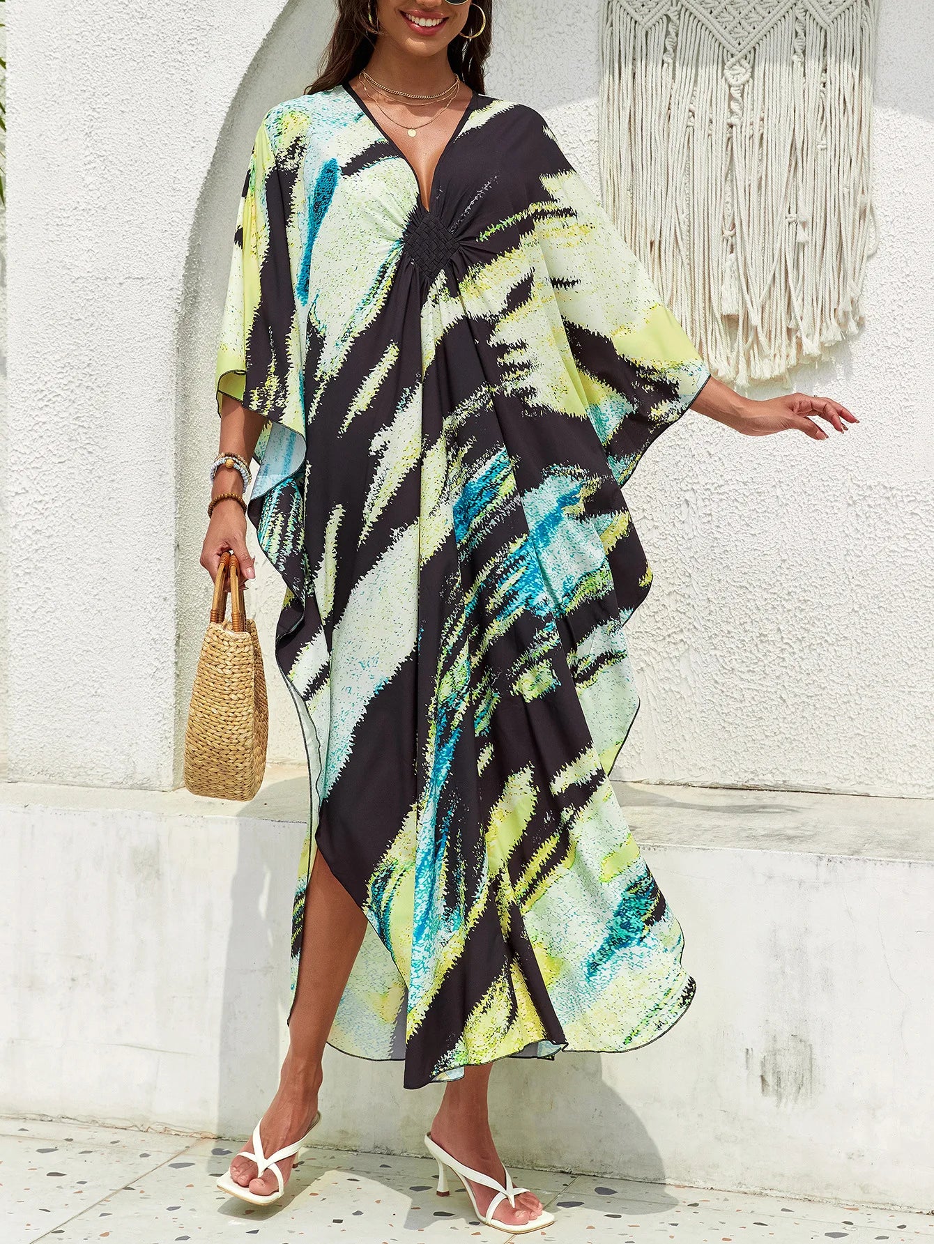 Women’s Flowing Caftan Cover-Up – Beach & Poolside Elegance