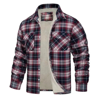 Men’s Fleece-Lined Plaid Jacket – Casual Flannel Work Coat (S–5XL)