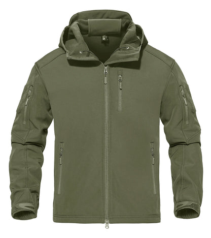 Men’s Waterproof Softshell Fleece Jacket – Hooded, Multi-Pocket, Outdoor Ready