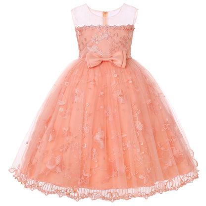 Girls' Lace Formal Dress – Elegant Sleeveless Ball Gown
