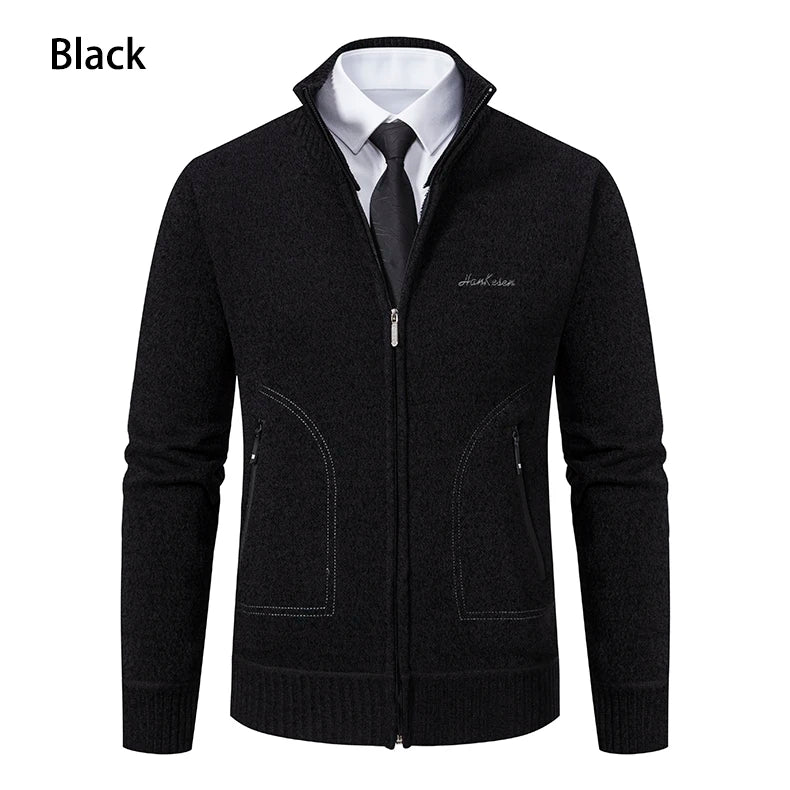 Men’s Stand-Collar Zip Knit Cardigan – Thick, Warm, Everyday Layer