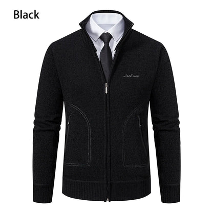 Men’s Stand-Collar Zip Knit Cardigan – Thick, Warm, Everyday Layer