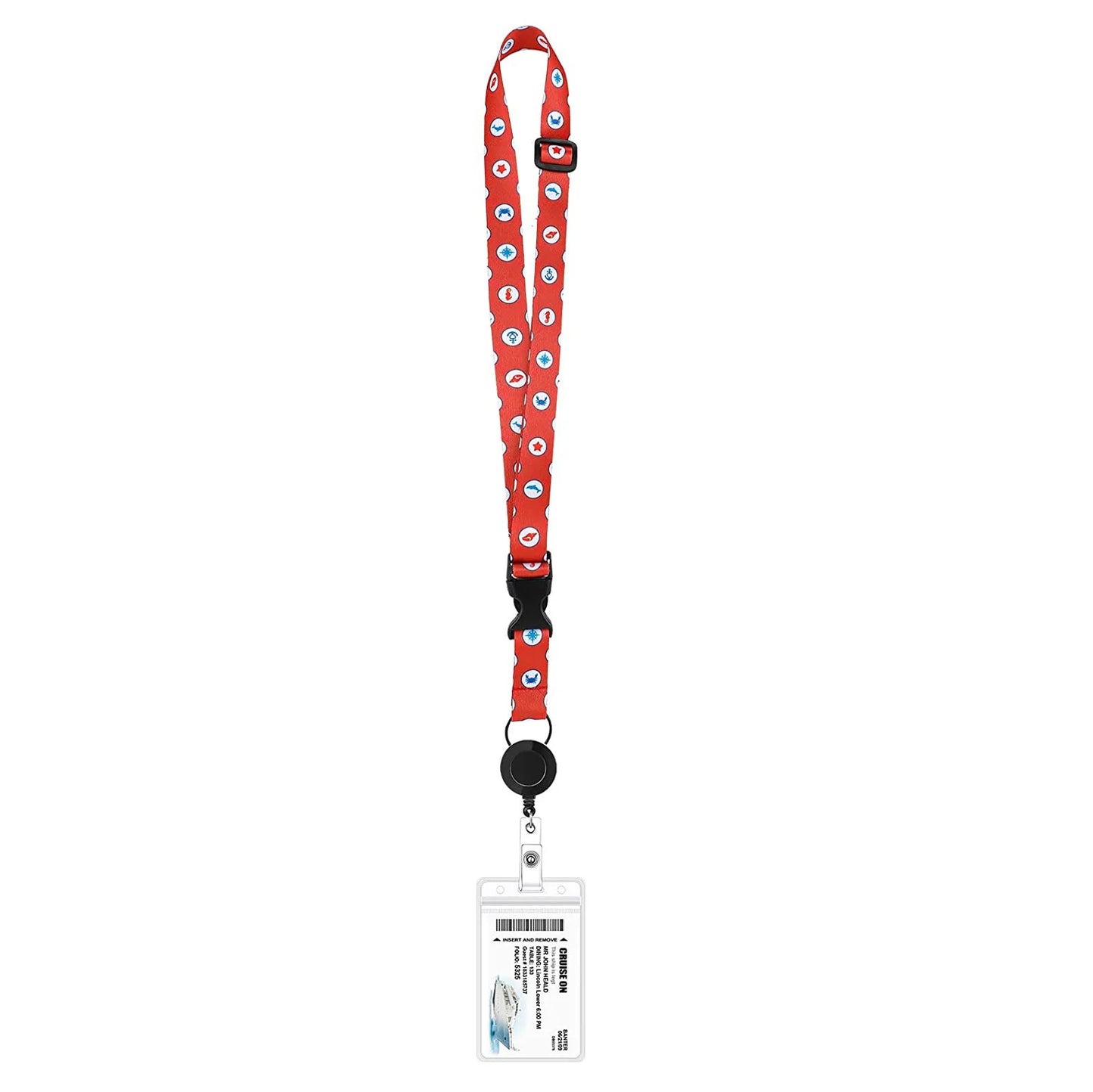 Nautical Print Retractable Cruise Lanyard – Waterproof ID Card Holder