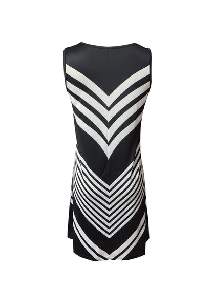 Women’s Chevron Sleeveless Dress – A-Line, Knee Length