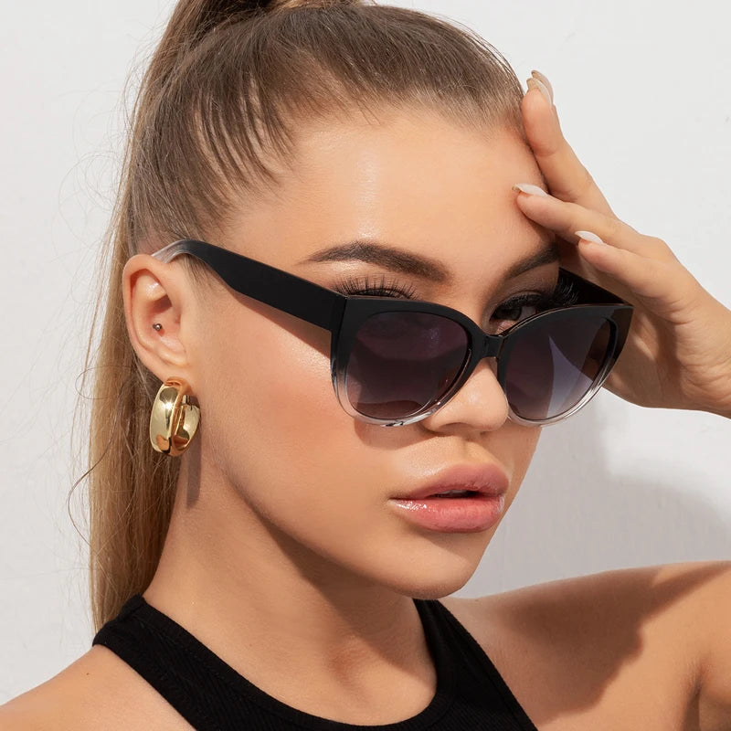 Gradient Cat-eye Minimalist Sunglasses Unisex European American Style Sun Protection Sunglasses Wide Leg Design
