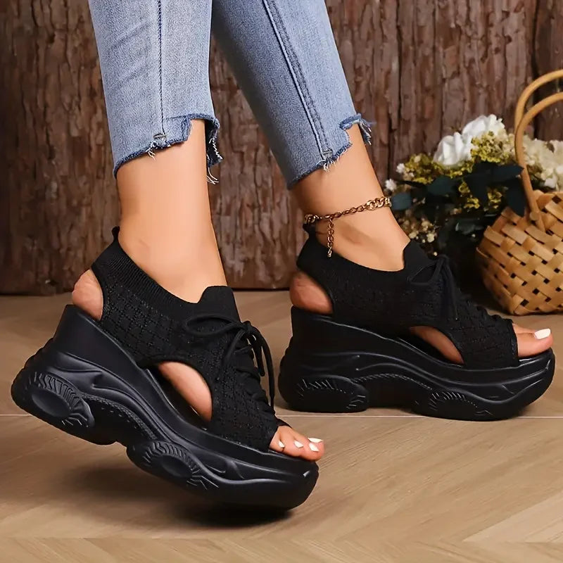Women’s Platform Wedge Sandals – Lace-Up Casual Summer Shoes