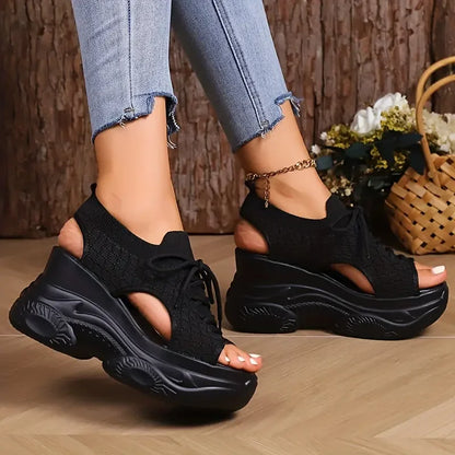Women’s Platform Wedge Sandals – Lace-Up Casual Summer Shoes