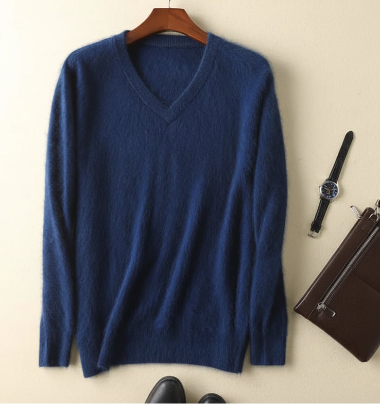 Men’s V-Neck Knit Pullover – Soft Touch, Smart Casual