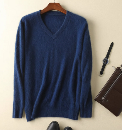 Men’s V-Neck Knit Pullover – Soft Touch, Smart Casual