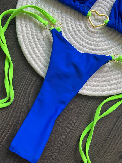 Halter Solid Triangle Bikini Set
