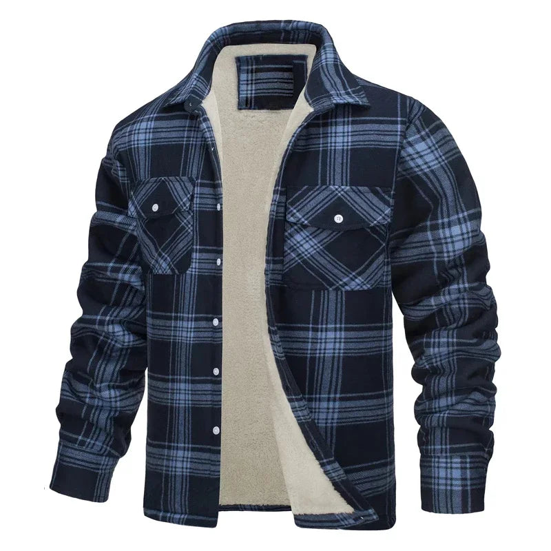 Men’s Fleece-Lined Plaid Jacket – Casual Flannel Work Coat (S–5XL)