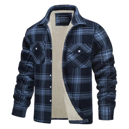 Men’s Fleece-Lined Plaid Jacket – Casual Flannel Work Coat (S–5XL)