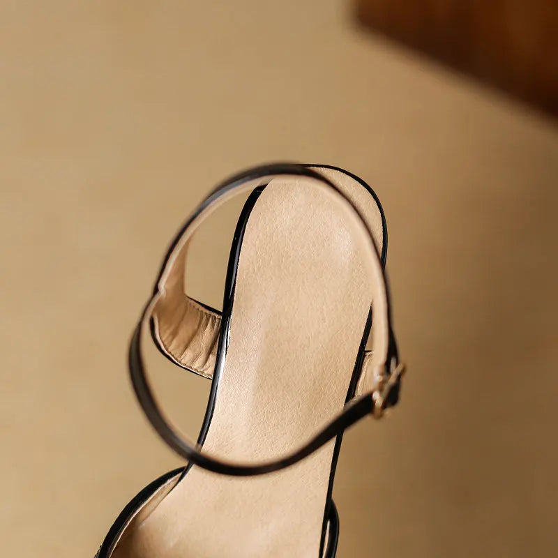 Women's Glitter Closed-Toe Kitten Heels with Ankle Strap