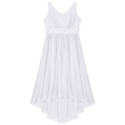 Girls’ Beaded Hi-Low Chiffon Dress – Flower Girl & Party
