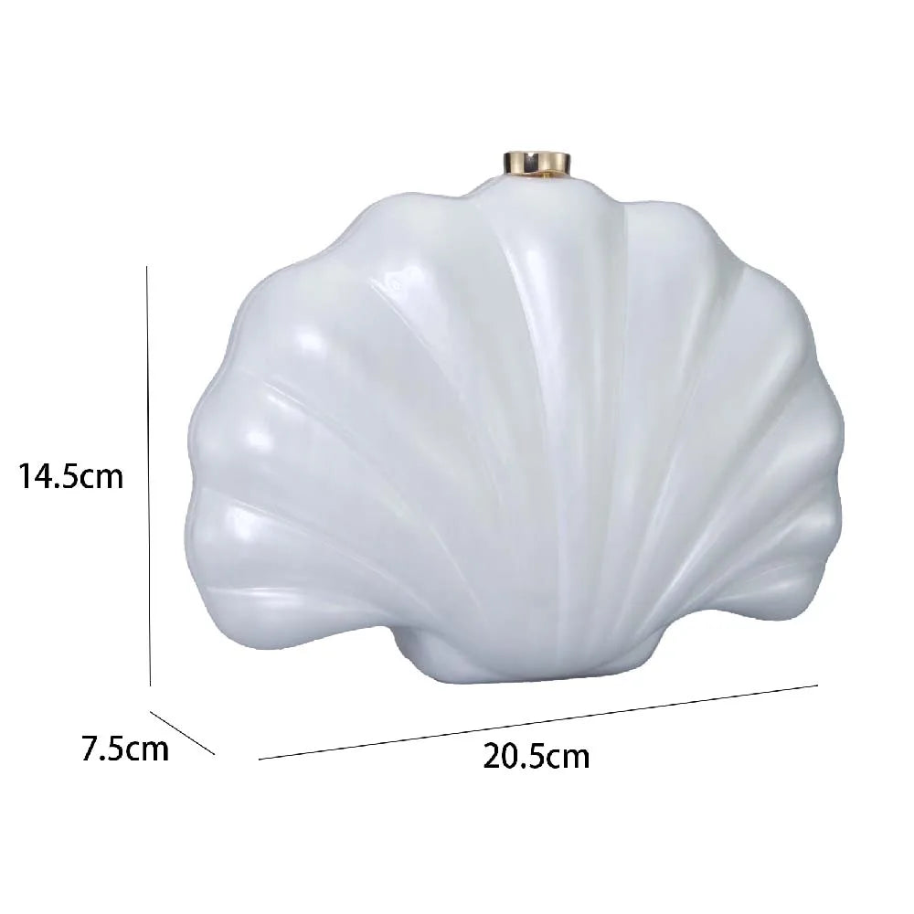 Shell Clutch Evening Bag – Beaded Handle, Formal Elegance