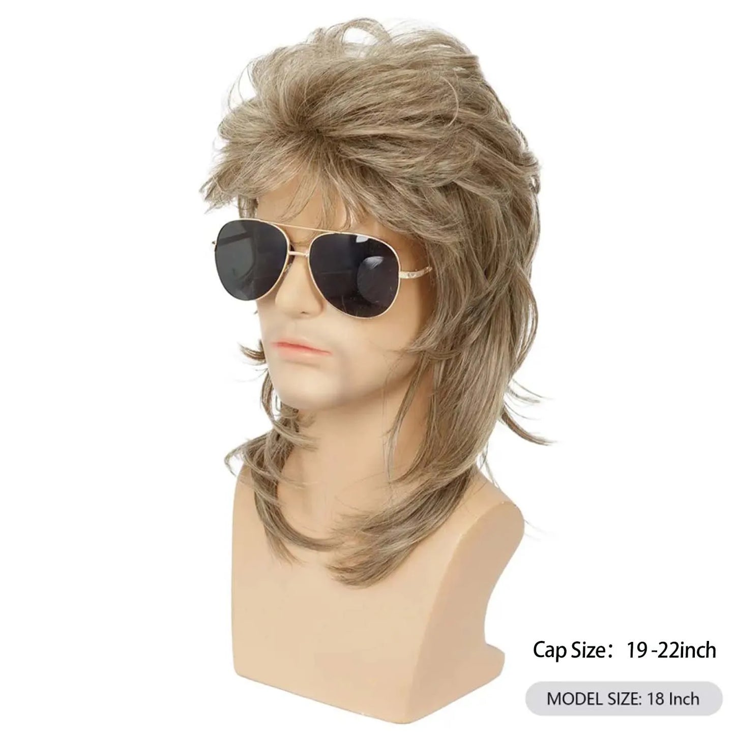 Mullet Wigs for Men Synthetic 70s 80s Costumes Mens Black Fancy Party Accessory Cosplay Hair Wig
