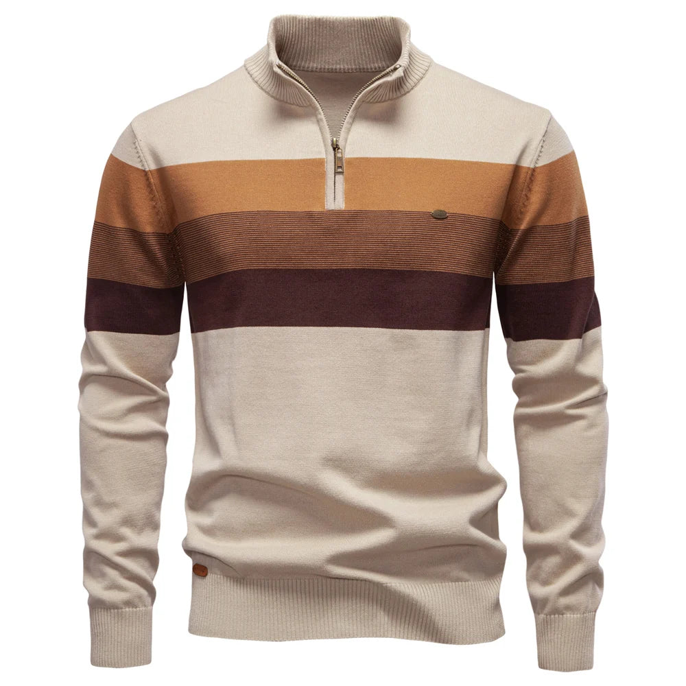 Men’s Quarter-Zip Mock Neck Knit Pullover – Long Sleeve