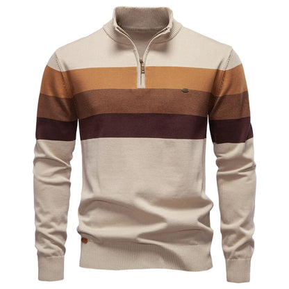 Men’s Quarter-Zip Mock Neck Knit Pullover – Long Sleeve