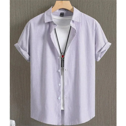 Hawaiian Shirts for Men Black Print High-Quality Men's Clothing Loose Oversized Shirts and Blooms Summer Casual Short Sleeve - The Dock Drop