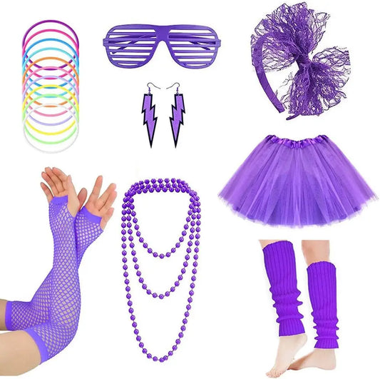 80s Cruise Party Accessory Set – Neon Retro Costume Kit – Green