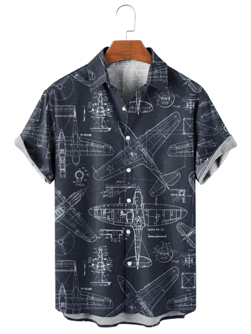 Men’s & Teens’ Printed Button-Up Shirt – Short Sleeve, Lightweight