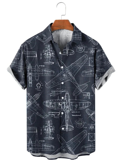 Men’s & Teens’ Printed Button-Up Shirt – Short Sleeve, Lightweight