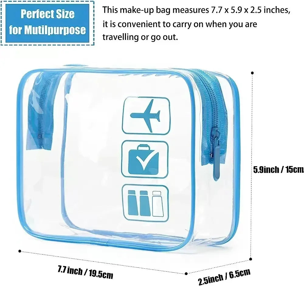 Clear PVC Travel Toiletry Bag – Zip Pouch for Cruise & Air Travel