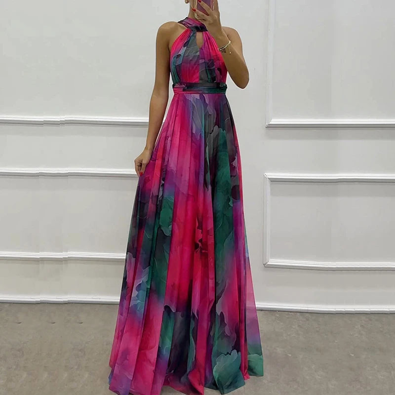 Vintage Boho Halter Maxi Dress