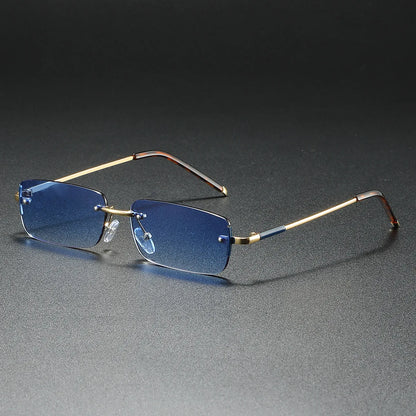 Men's Retro Rimless Rectangular UV400 Sunglasses