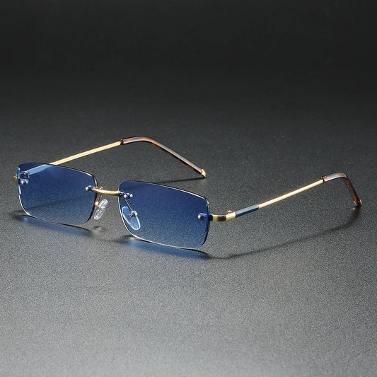 Men's Retro Rimless Rectangular UV400 Sunglasses