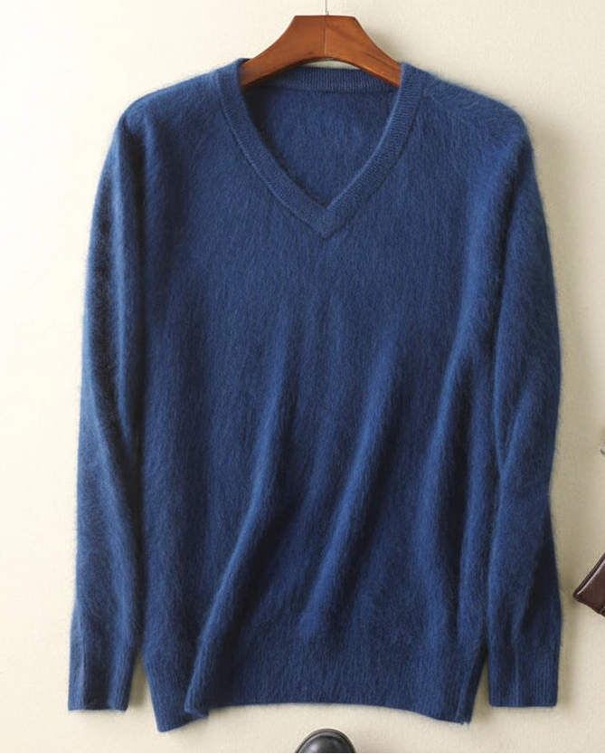 Men’s V-Neck Knit Pullover – Soft Touch, Smart Casual