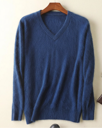 Men’s V-Neck Knit Pullover – Soft Touch, Smart Casual