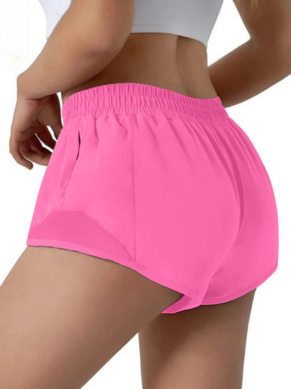Women’s Quick-Dry Athletic Shorts – High Waist, Zipper Pockets