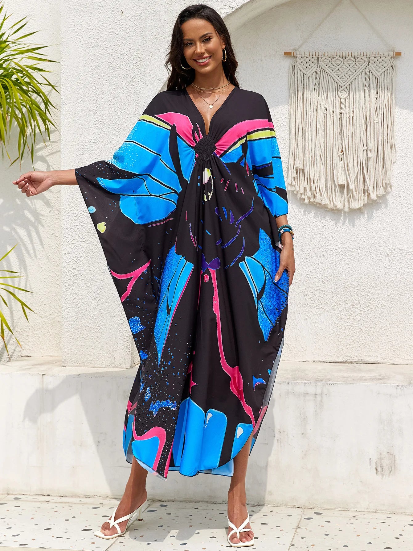 Women’s Flowing Caftan Cover-Up – Beach & Poolside Elegance