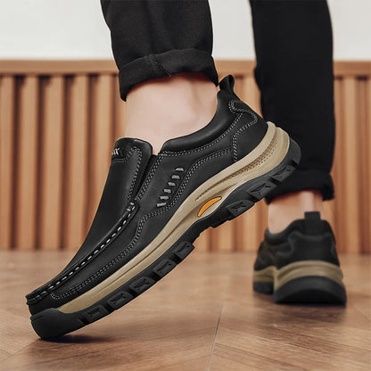 Men’s Hand-Stitched Casual Loafers – Microfiber Upper, Slip-On Comfort