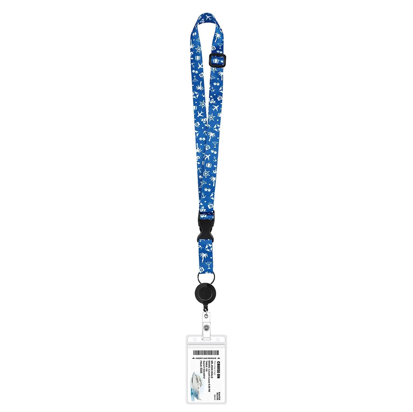 Nautical Print Retractable Cruise Lanyard – Waterproof ID Card Holder