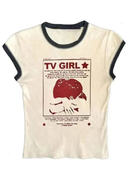 Y2K Printed Graphic Tank – Retro Grunge Crop Vest Top